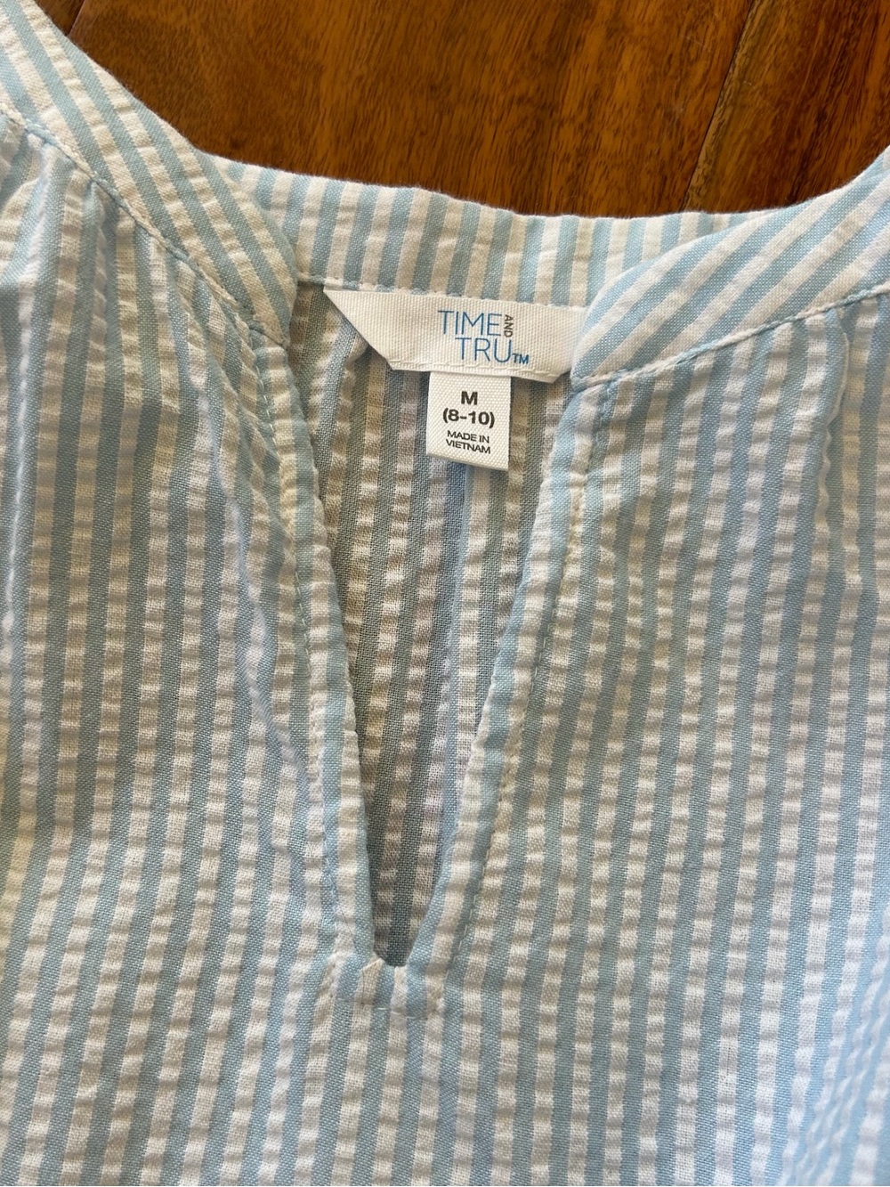 Time and Tru White and Blue Mini Dress - Picture 3 of 7